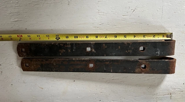 Pair of Antique Rustic 16.5” (+/-) Iron Strap Hinges (Farm Barn Door Gate Rusty) 2