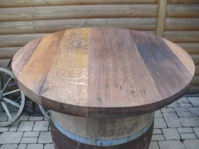 TOPNEU KONFIGURATOR Tischplatte Eichenholz Holzplatte rund / oval für Faßtisch ! 3