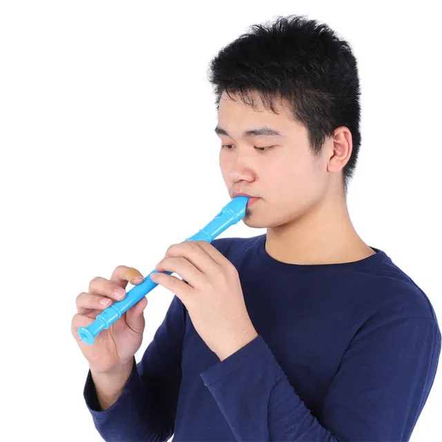 (Bleu) Flûte à Clarinette 8 Trous Avec Baguette De Nettoyage Et Instruction Pou