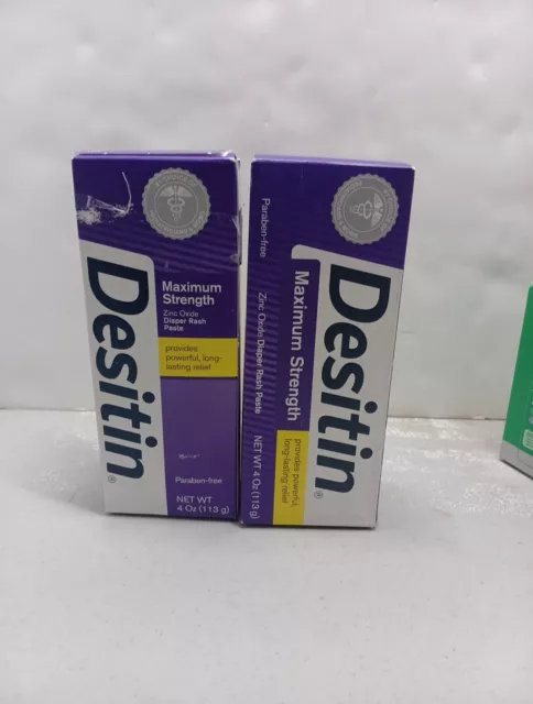 Desitin Maximum Strength Diaper Rash Cream with Zinc Oxide, 4oz. 2 Pk Exp 4/25