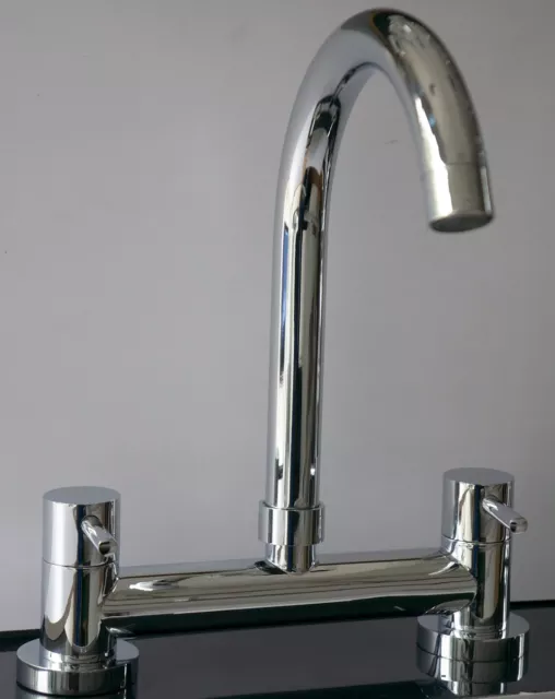 Dual-Hebel Küche Waschbecken-Deck Mischer Chrom Tippen Sie Auf 1/4 Umdrehung