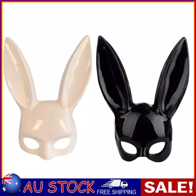 Black Bunny Ear Rabbit Mask Women Masquerade Anime Cosplay Full Face Headwear