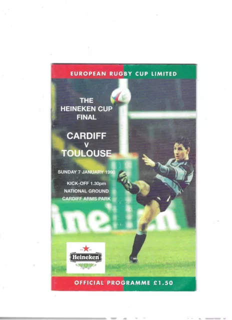 Cardiff v   Toulouse Rugby Programme 7 January 1996 - The Heineken Cup Final