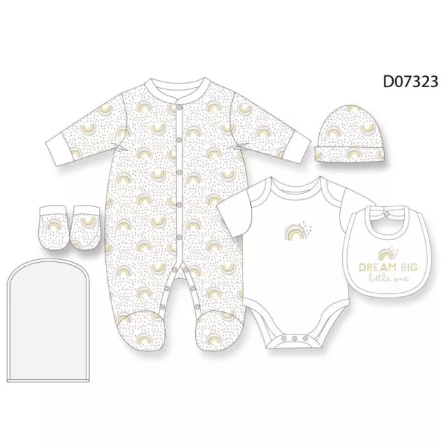 Baby Unisex Layette Clothing Gift Set 5 Piece ~ Dream Big ~ Cream ~ NB-6M ~ abg 3