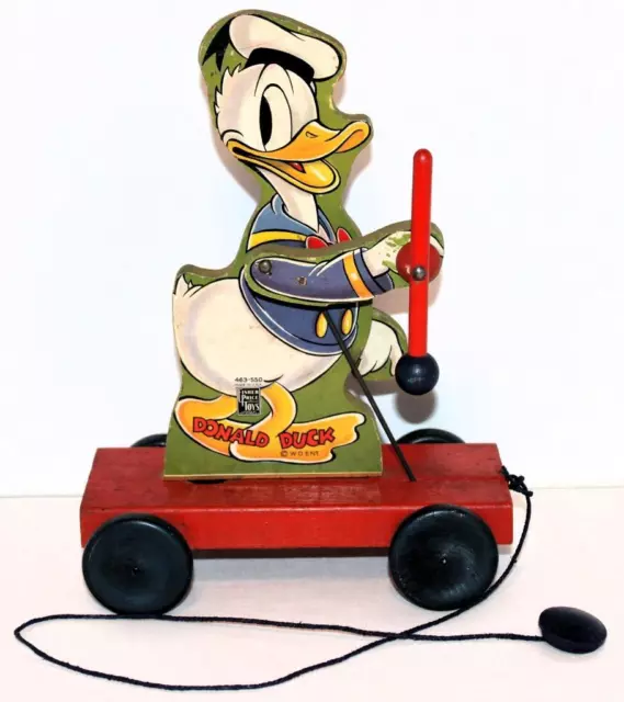 Ex-Plus Disney 1939 Donald Duck Fisher Price Drum Major Pull Toy #463-550-1 Year