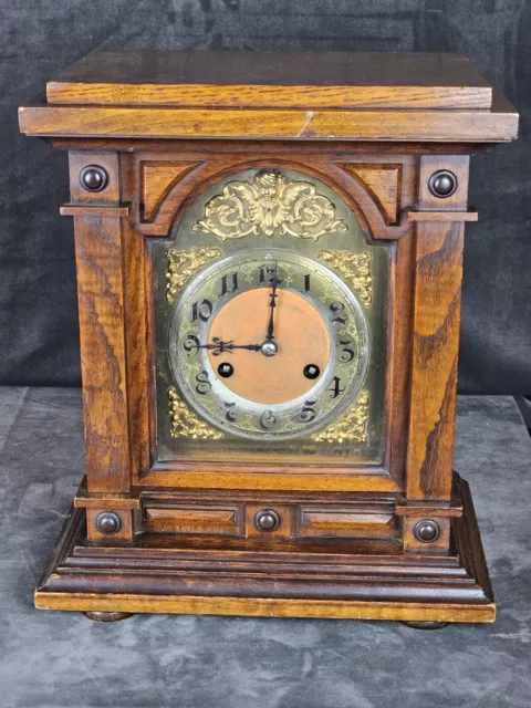 Oak Cased Junghans Edwardian Mantle Clock, height 35cm