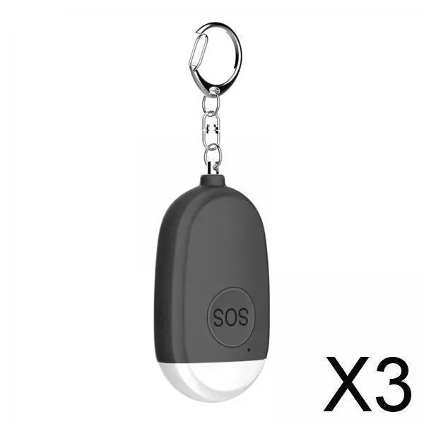 3X Mini 130DB Personal Alarm Security Alert Charging For Women Elderly Kids Noir