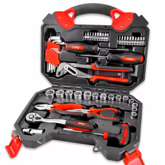 TOPEX 52-Piece Hand Tool Kit Portable Home/Auto Repair Set w/ Storage Case