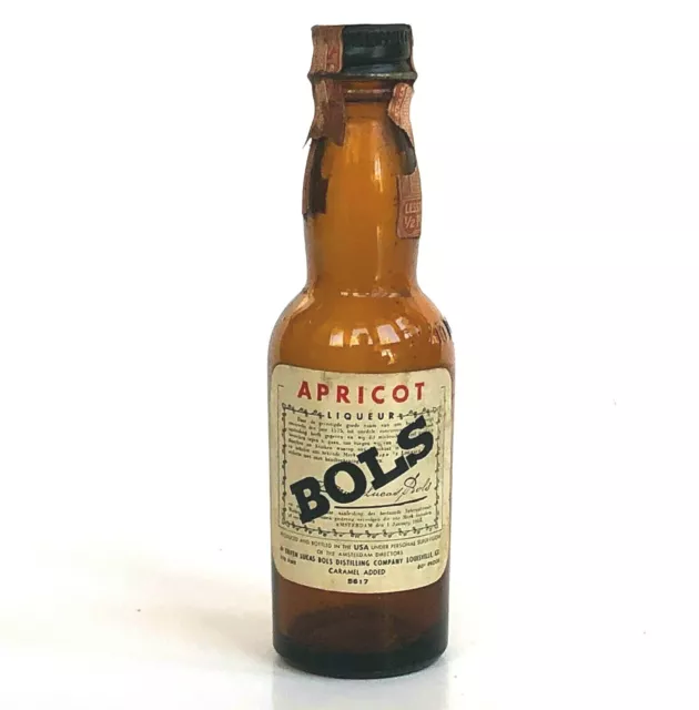 BOLS Apricot Liqueur Miniature Liquor Bottle Tax Seal Louisville KY Empty Vtg