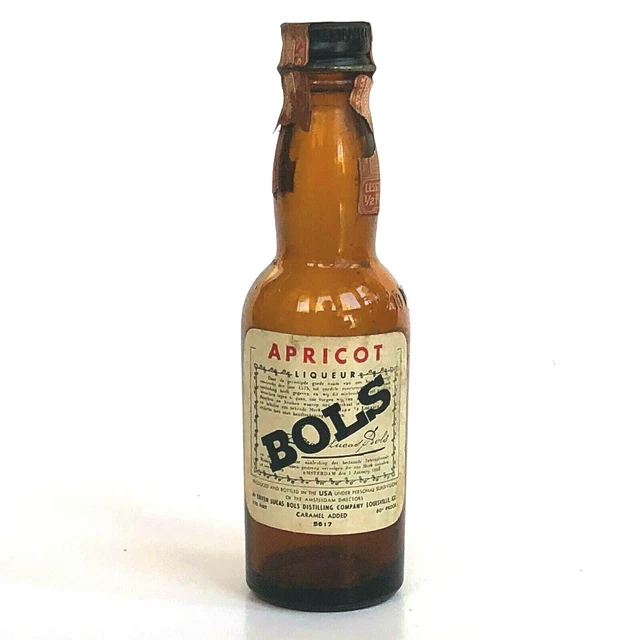 BOLS Apricot Liqueur Miniature Liquor Bottle Tax Seal Louisville KY Empty Vtg