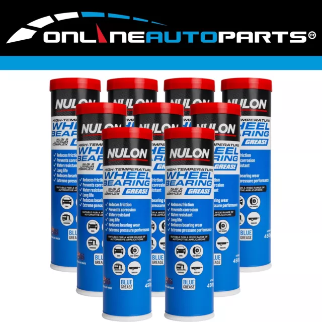 9 x Nulon High-Temp Wheel Bearing NLGI 2 Lithium Complex Grease 450G - Cartridge