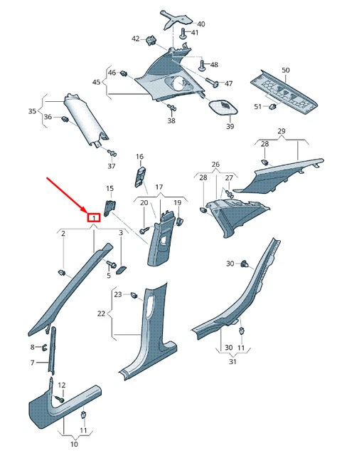 Revêtement D'habillage De Pilier Avant Gauche Pour AUDI Q5 8R - Réf. 8R0867233B/C - Occasion