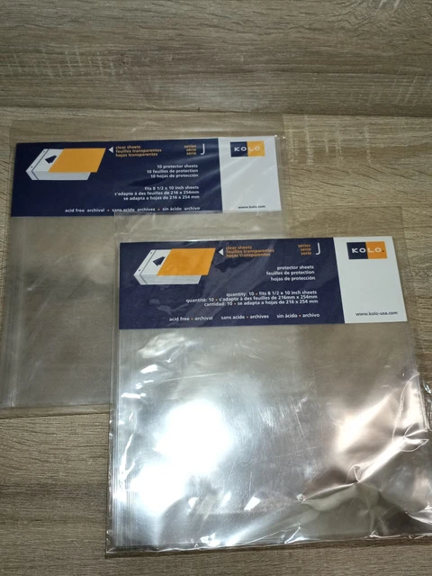 Lot of 2 Kolo Scrapbook Clear 10 Protector Sheets Series J Fits 8.5 x 10 page