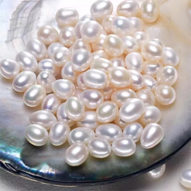 3-13mm White Tear Drop Freshwater Pearls Loose Oval Beads Half Drilled/Undrilled