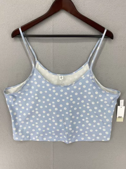 Bp Crop Top Womens Size 3X Blue Daisy Floral Sleeveless Tank Pullover Casual