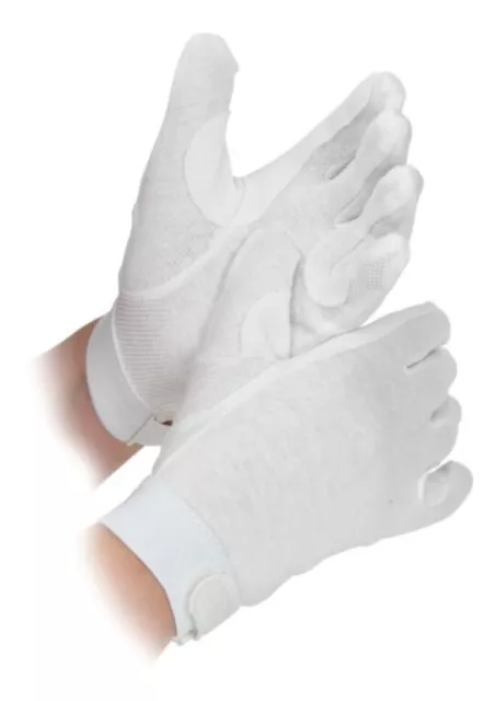 Shires Adults Newbury Horse Riding Gloves - WHITE - Large - Pimple Grip