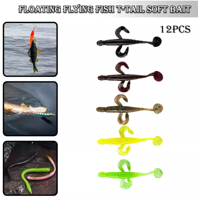 New 12pcs Plastic Fishing Lure Tackle Paddle TAIL FLATHEAD Bream Bass Cod C