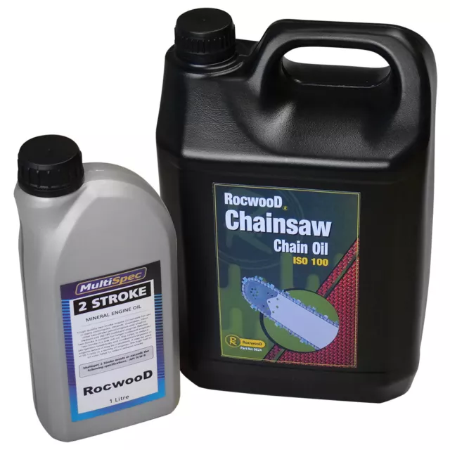 Chainsaw Saw Chain Oil 5 Litres + 1 Litre 2 Stroke Oil Ideal For Most Chainsaws