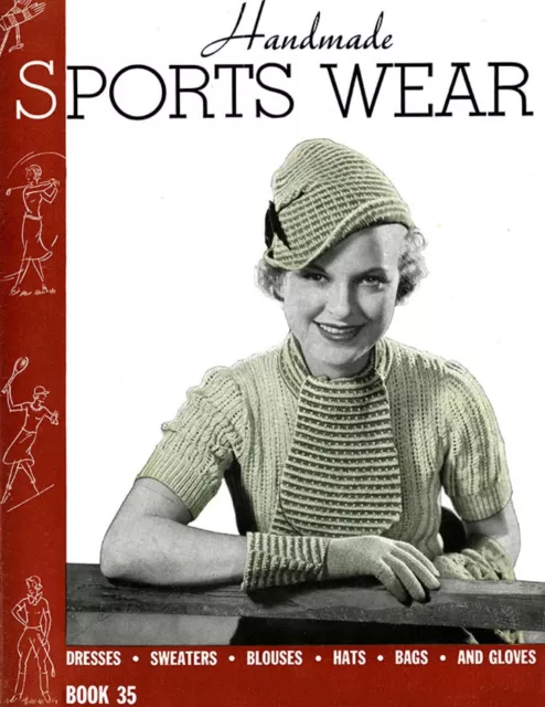 1930/40's 27 page 19 KNITTING + CROCHET PATTERNS booklet COPY Sports wear  40