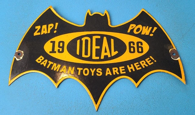 Vintage Batman Toys Porcelain Comic Book Gas Service Station Pump Plate Sign