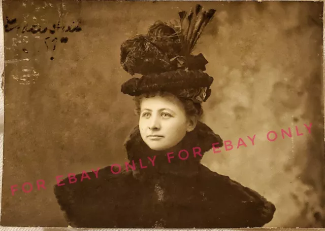 Vintage Old 1889 Photo of Victorian Woman CORA WELLS Hat Coat Fashion Minnesota