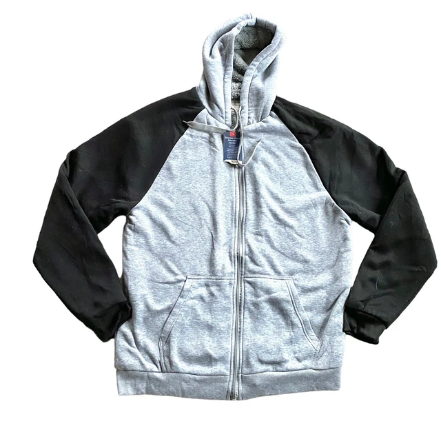 NEW Seven Apparel Men’s XL Gray Black Sherpa Lined Full Zip Hoodie Jacket