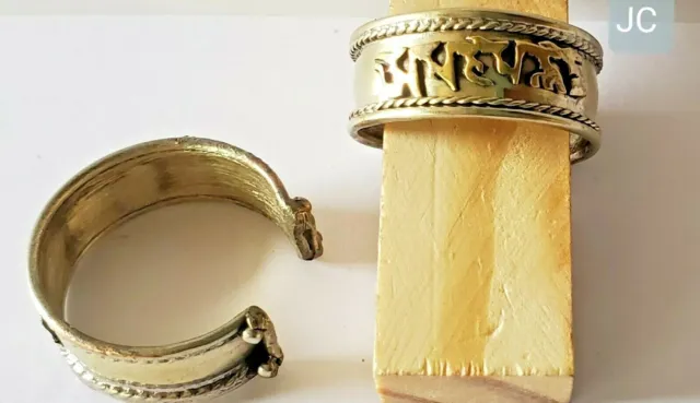 Brass Tibetan Mantra OM MANE PADME HUM Medicine Fine Ring Handmade - US Seller