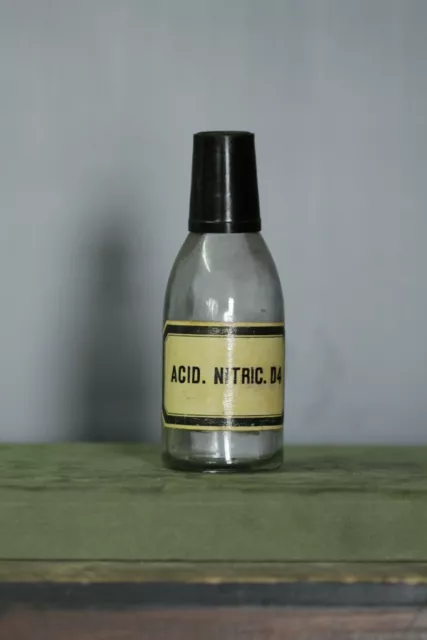 ACID NITRIC D4 Apothekerflasche / Apothekergefäß glas aus den 50er Jahren !