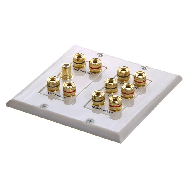 5.1 Surround Sound System Wall Plate 2-Gang Home Theater Speaker Faceplate White