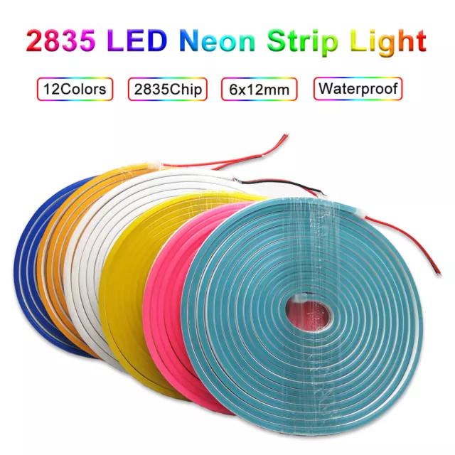 12V Flex LED Strip Waterproof Sign Neon Rope Lights Silicone for Room Cars Boat