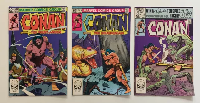 Conan the Barbarian #124, 126 & 128 Bronze Age comics (Marvel 1981) 3 x FN+/-.