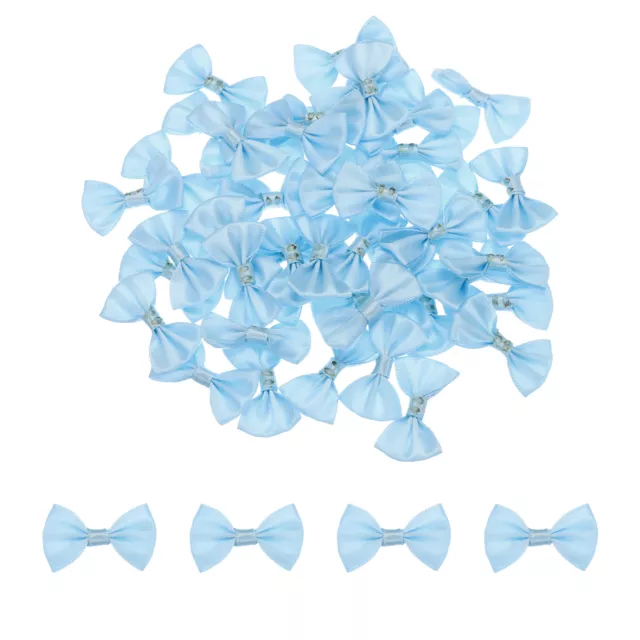 100pcs Blue Bow Ties 1.5"x1" Mini Bowknot for Crafting Little Satin Bows Bulk