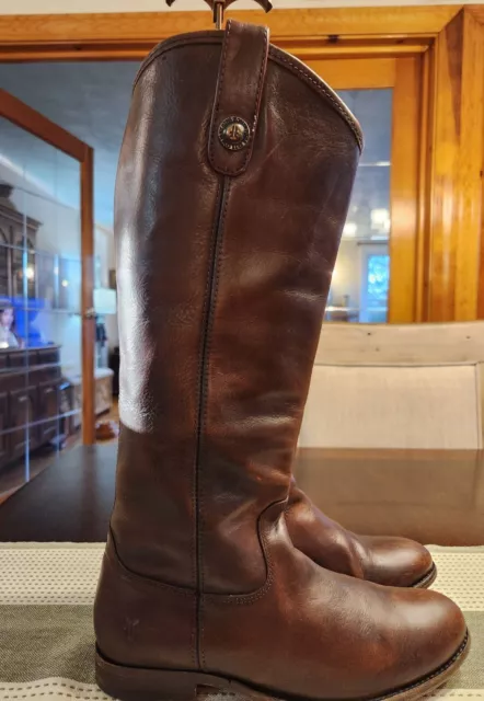 Womens Frye Melissa Button Brown  Leather Riding Boot 77153  Sz 8 B