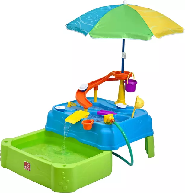 Step2 Waterpark Wonders Two-Tier Water Table Outdoor Playset for Kids New Gift