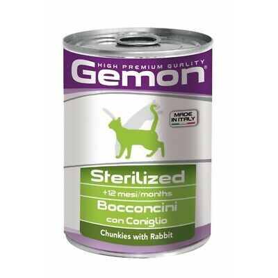 GEMON Sterilized Bocconcini con coniglio - Cibo umido per gatti 24 lattine 415g