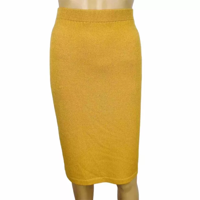 ST JOHN Collection By Marie Gray Women Knit Stretch Skirt Size 8 Gold Pencil