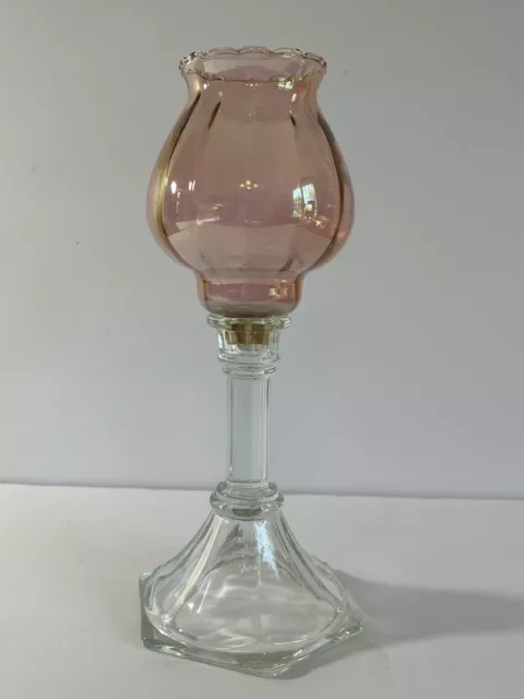 Homeco Vintage Pink/Clear Glass Ruffle Edge Votive Candle Holder