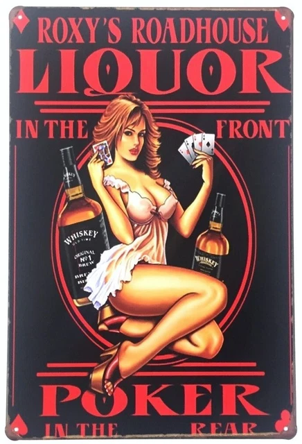 TNND Cartello Metallico Vintage Pin Up Girl 'Blue Marlin Lounge Sailer Red Head' - Poster In Latta 20x30 Cm, Decorazione Da Parete Retrò Per Bar E Garage