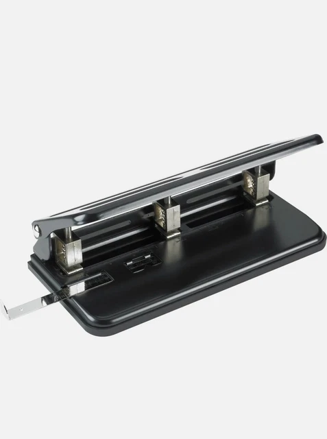 3-Hole Punch, CLi Heavy-Duty Adjustable, Non-Slip Handle, Black #90300