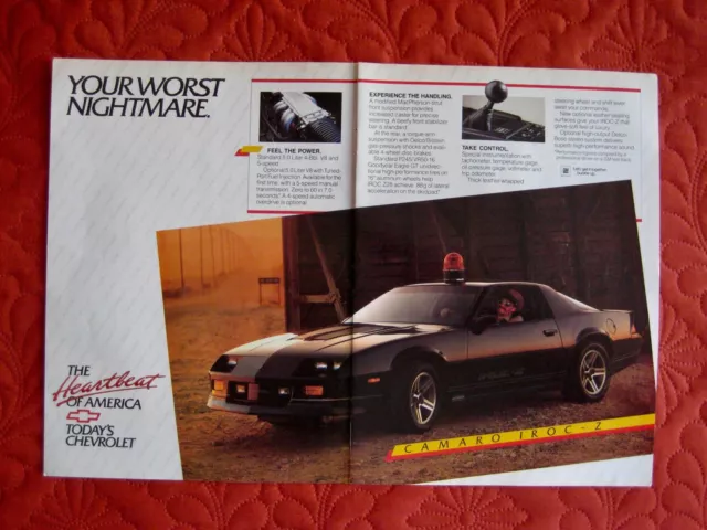 1986 Chevrolet Camaro Iroc-Z   - Original Print Car Ad - Excellent Condition