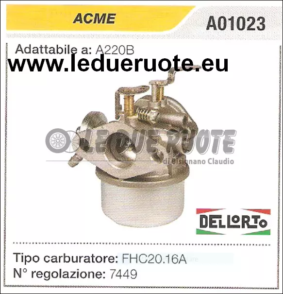 A01023 Fhc20.16A Acme A220B Dell Orto Tray Carburetor