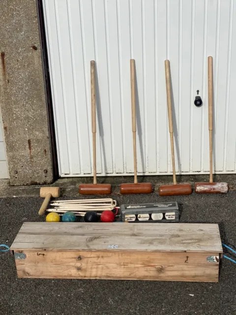 Jaques Croquet Set with Hardwood Mallets. Great set with everything you need.