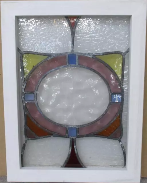 OLD ENGLISH LEADED STAINED GLASS WINDOW Pretty Abstract 15" x 19.75"
