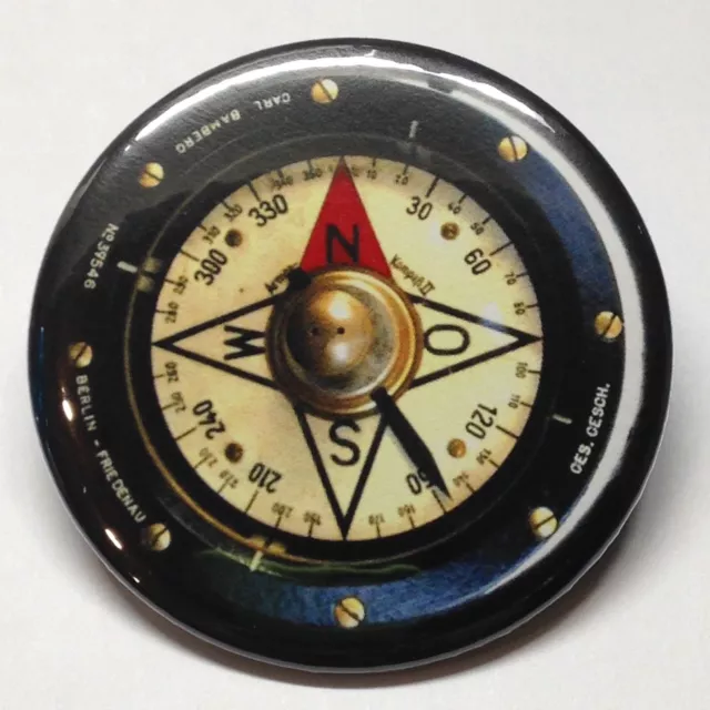 Steampunk Airplane Compass WW2 Advertising Pocket Mirror Vintage Style