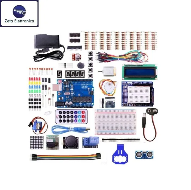 Kit Scheda Uno R3 Per Arduino Ide Compatibile E Sensori Display Resistenze Led.