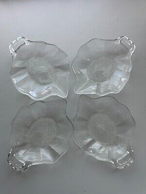 Vintage Pressed Glass Leaf Shaped Antipasti Serving Plates Set of 4