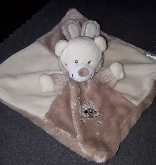 Dpd/ Doudou Plat Ours Capuche Lapin Ecru Marron Brodé Oiseau Simba Toys Ttbe