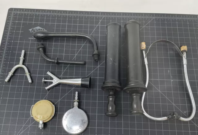 Vintage Fleischer B-D Stethoscope Parts Lot Comb Goodyear Syringe Royal Butter
