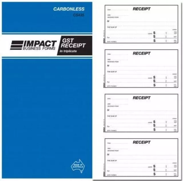1 x Impact 4 Up Triplicate Receipt Book Carbonless CS430