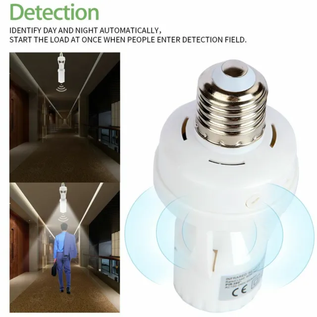 Infrared PIR Motion Sensor E27 LED Light Lamp Bulb Holder Socket Switch 110/220V 2